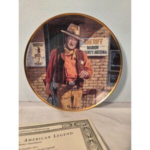 ohn Wayne American Legend Franklin Mint Plate w COA Limited Edition